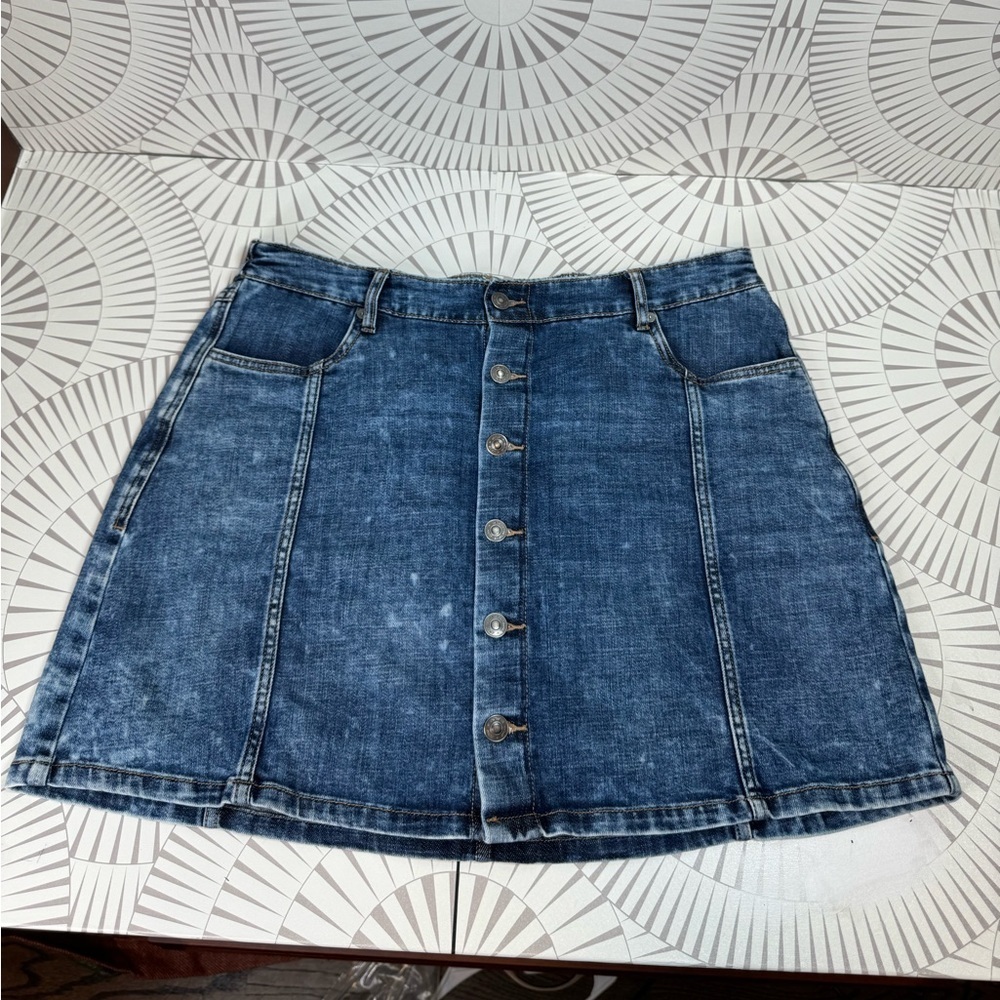 Aerie Women’s Button Front Jean Skirt With Pockets